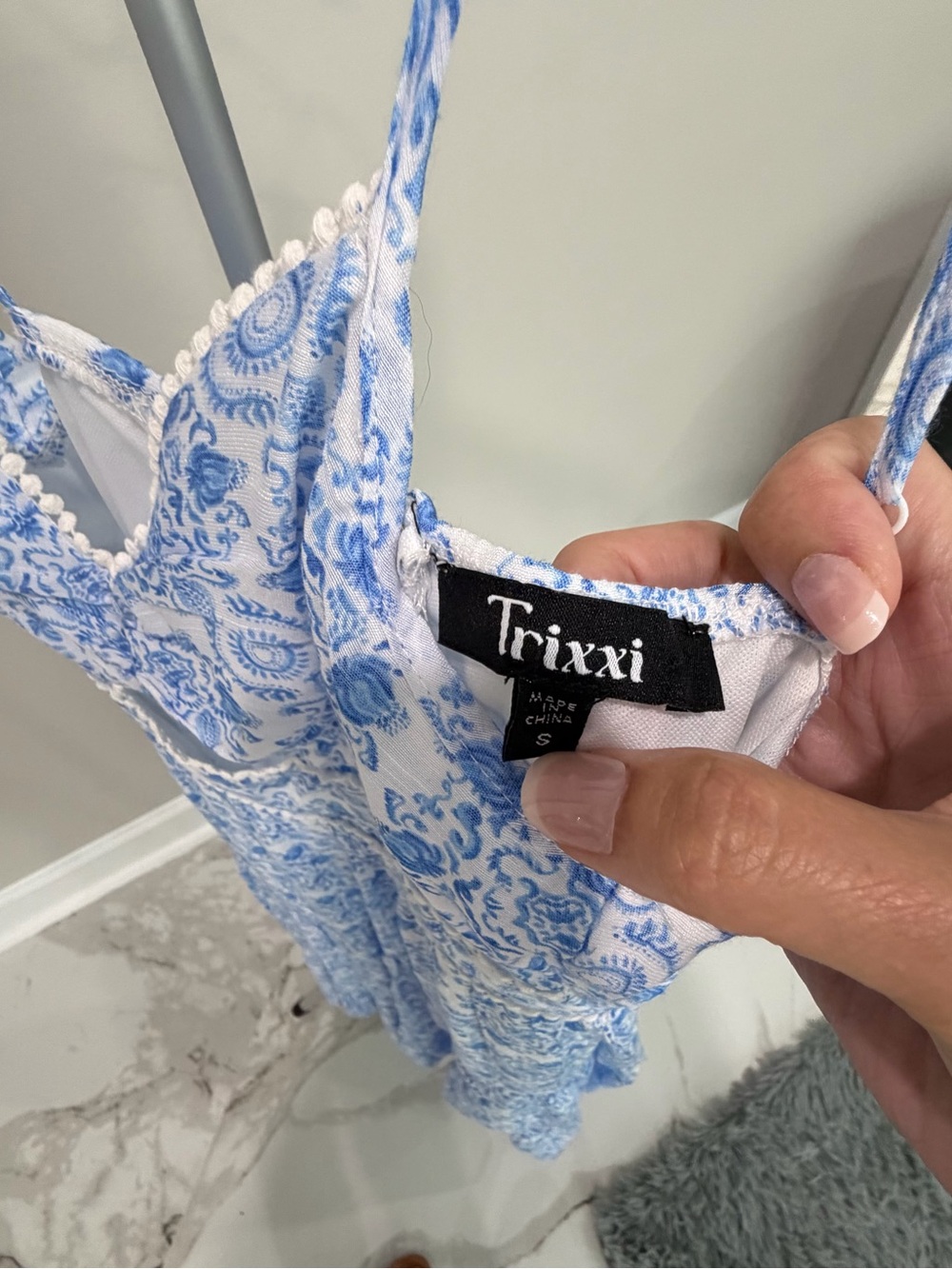 Trixxi White and Light Blue Paisley Maxi Dress - Picture 7 of 7